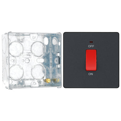 BG Evolve Matt Grey 45A DP Single Plate + Neon PCDMG74B with 35mm Steel Back Box