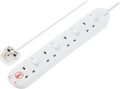 Masterplug SWSRG4210N 4 Gang 13A 2m Surge-Protected Extension Lead - White