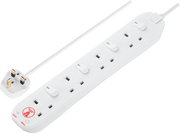 Masterplug SWSRG4210N 4 Gang 13A 2m Surge-Protected Extension Lead - White