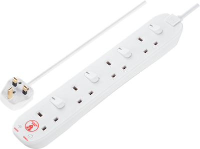 Masterplug SWSRG4210N 4 Gang 13A 2m Surge-Protected Extension Lead - White by Masterplug (Masterplug-SWSRG4210N)