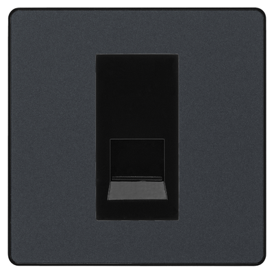 BG Evolve Matt Grey Single Master Telephone Socket, Screw Terminal - Black Insert by British General (BG-PCDMGBTMS1B)