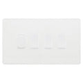 BG Evolve Pearlescent White 4 Gang Switch 1x Trailing Edge LED Dimmer 3x Intermediate Custom Grid Switch