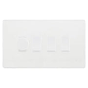 BG Evolve Pearlescent White 4 Gang Switch 1x Trailing Edge LED Dimmer 3x Intermediate Custom Grid Switch by British General (BG-Evolve-CL-4G-CUSTOM-1x-Dimmer-3x-INT)