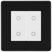 BG Nexus Screwless Matt Black Double Master Touch Dimmer Switch - White Insert by British General (BG-EMTDMW+FFBEMS2)