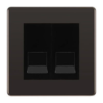 BG Screwless Black Nickel Double IDC Secondary Telephone Socket - Black Insert by British General (BG-FBNBTS2B)