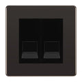 BG Screwless Black Nickel Double IDC Secondary Telephone Socket - Black Insert