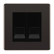 BG Screwless Black Nickel Double IDC Secondary Telephone Socket - Black Insert by British General (BG-FBNBTS2B)