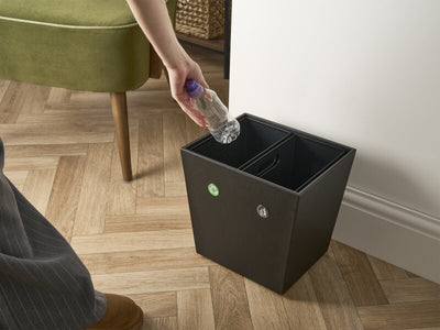 Corby Highland Dual Recycling Bin in Black PU Leather by Corby of Windsor (Corby-27453)