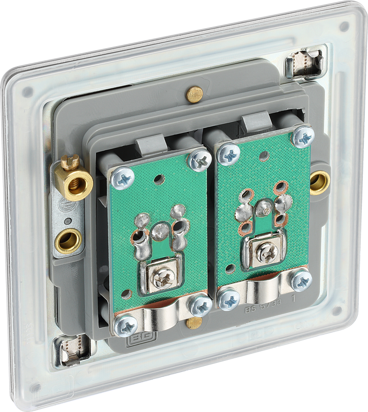 FBS65 Back - This satellite and coaxial socket from British General provides 1 outlet for a TV or FM coaxial aerial connection and 1 outlet for satellite connection.