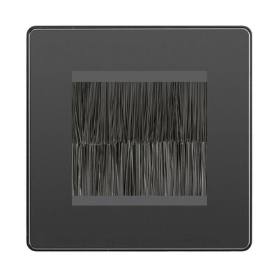 BG Evolve Black Chrome Screwless Twin 2 Gang Brush Cable Entry by British General (BG-PCDBCEMS2B+EMFO)