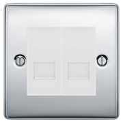 BG Nexus Polished Chrome Double Secondary Telephone Socket, Screw Terminal - White Insert by British General (BG-NPCEMS2+EMBTSSW)
