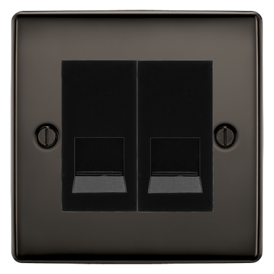 BG Nexus Black Nickel Double Secondary Telephone Socket, Screw Terminal - Black Insert by British General (BG-NBNEMS2+EMBTSSB)