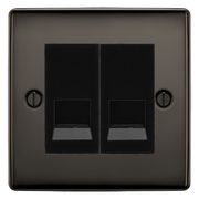BG Nexus Black Nickel Double Secondary Telephone Socket, Screw Terminal - Black Insert by British General (BG-NBNEMS2+EMBTSSB)