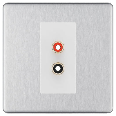 BG Screwless Brushed Steel Euro Module RCA X 2 Outlet FBSRCA2W by British General (BG-FBSRCA2W)