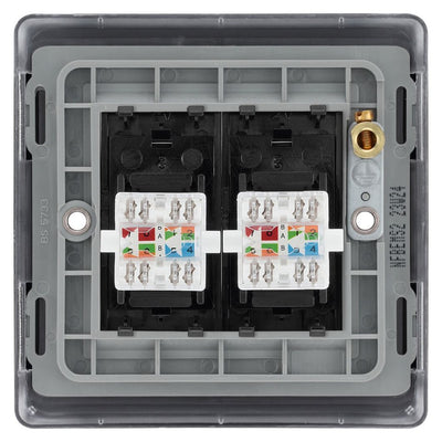 BG Nexus Matt Black 2 Gang RJ45 Double Data Outlet NFBRJ452 with 35mm Steel Back Box