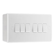 BG Nexus 6 Gang 20A 16AX 2 Way Wall Light Switch & 50mm Pattress Back Box by British General (BG-846+878)