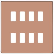 BG RPCDCP8B Evolve Grid Polished Copper 8 Module Square Front Plate - Black Trim by British General (BG-RPCDCP8B-Shopify-SA_1)