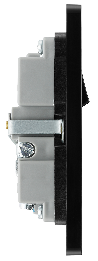 BG Evolve PCDSB21U2B Satin Brass 1 Gang 13A 2x-A Socket-Black Insert