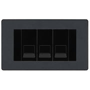 BG Evolve Matt Grey 3 Gang RJ11 Telephone Socket Euro Module - Black Insert by British General (BG-PCDMGRJ113B)
