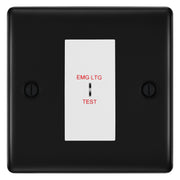 BG Nexus Metal Matt Black 20AX 2 Way Emergency Lighting Test Key Switch - Key Included - White Insert