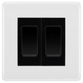 BG White Moulded 2 Gang 20AX 2-Way Switch Custom Grid – Black Insert
