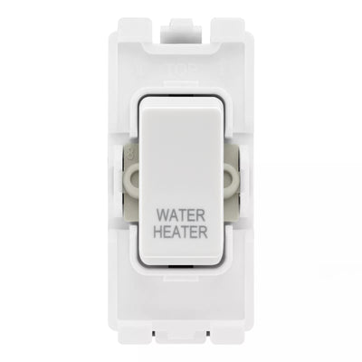 BG RRWHW White 20A DP Appliance Grid Switch Labelled Water Heater by British General (BG-RRWHW+R30)