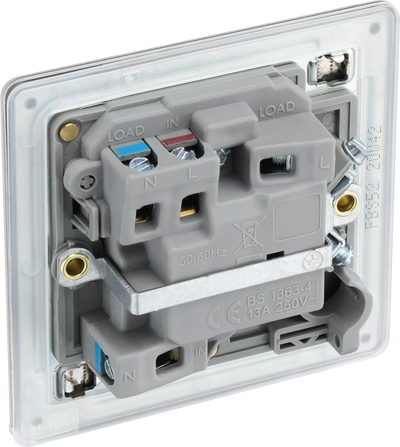 BG Electrical FBS52 Nexus Screwless Flat-Plate Switched Fused Connection Spur Unit Brushed Steel Neon 13A
