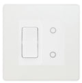 BG Evolve Pearlescent White 2 Gang Custom Switch 1x 2 Way 1x Master Touch Dimmer