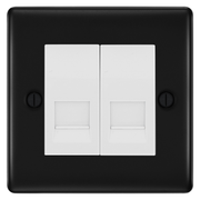 BG Nexus Matt Black Double Master Telephone Socket – White Insert by British General (BG-NFBBTM2W)