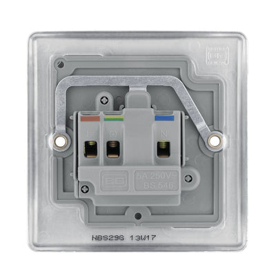 BG Nexus Brushed Steel 5A Unswitched Round Pin Socket with Surface Pattress Back Box