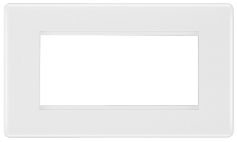 BG 8EMR4 Round Edge | White | 4 Module Rectangular Euro Module Front Plate