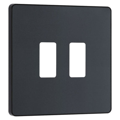 BG RPCDMG2B Evolve Grid Matt Grey 2 Module Square Front Plate - Black Trim