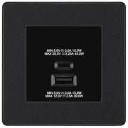 BG Evolve Matt Black 45W USB Wall Socket Euro Module USB-A & C - Black Insert by British General (BG-PCDMBEMS2B+EMUSBAC45B)
