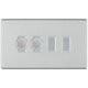 BG Screwless Brushed Steel 4 Gang Light Switch Grid – 2x Trailing-Edge LED Dimmer, 1x Intermediate, 1x 2-Way Switch