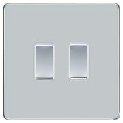 BG Polished Chrome Screwless 2 Gang Intermediate Light Switch Custom Grid Switch by British General (BG-SCL-PC-2G-CUSTOM-2x INT SWITCH)