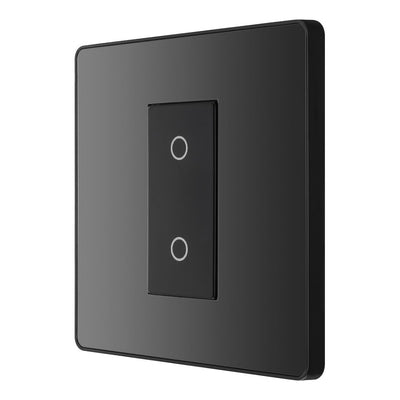 BG Evolve Black Chrome Single Secondary Touch Dimmer Switch PCDBCTDS1B with 35mm Steel Back Box
