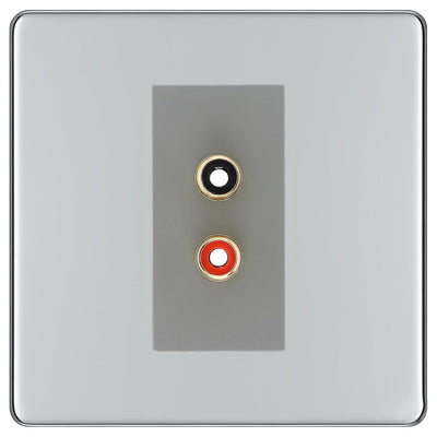BG Screwless Polished Chrome Euro Module RCA X 2 Outlet FPCRCA2G by British General (BG-FPCRCA2G)