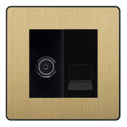 BG Evolve Satin Brass TV Aerial & Secondary Telephone Socket - Black Insert