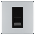 BG Screwless Polished Chrome Single Master Telephone Socket, Screw Terminal - Black Insert