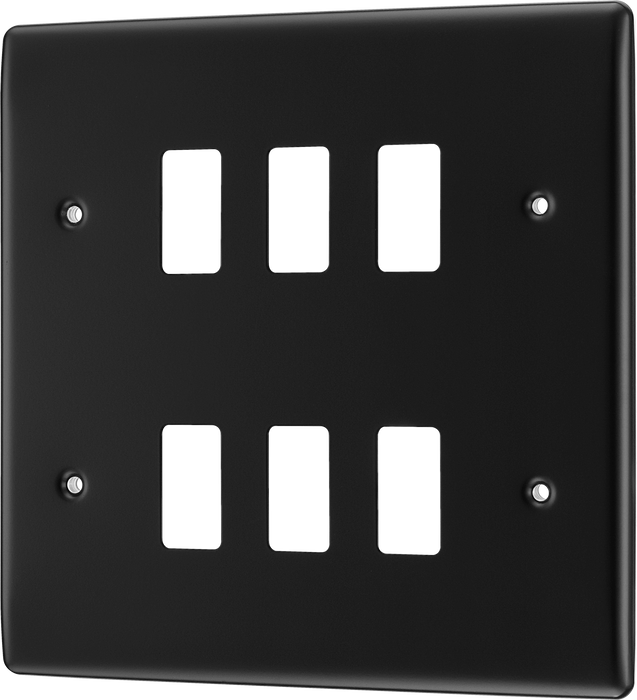 BG RNFB6 Nexus Metal Matt Black 6 Module Grid Front Plate