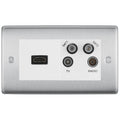 BG Nexus Brushed Steel 4G Faceplate with HDMI + TV/FM/SAT Module - White Insert
