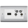 BG Nexus Brushed Steel 4G Faceplate with HDMI + TV/FM/SAT Module - White Insert by British General (BG-NBSEMR4-HDMI-TVFM2W)