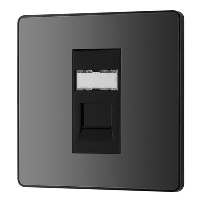 BG Evolve Black Chrome RJ45 Cat6 Single Data Outlet PCDBCRJ451B with 35mm Steel Back Box