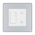 BG Polished Chrome Screwless 2G Switch 1x 2Way 1x Secondary Dimmer White Inserts