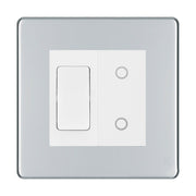 BG Polished Chrome Screwless 2G Switch 1x 2Way 1x Secondary Dimmer White Inserts by British General (BG-SL-PC-2G-1x-2WAY-SWITCH-1x-STD-WI)