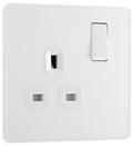 BG PCDCL21W Pearlescent White Evolve 1 Gang 13A Switched Socket Outlet - White Insert