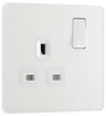 BG PCDCL21W Pearlescent White Evolve 1 Gang 13A Switched Socket Outlet - White Insert by British General (BG-PCDCL21W-Shopify-SA_1)