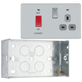 BG Screwless Polished Chrome 45A DP Cooker Neon Socket Switch FPC70G with 35mm Steel Back Box