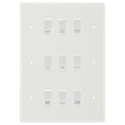 BG White Moulded 9 Gang Custom Labelled Appliance Grid Switch by British General (BG-Nexus-White-Moulded-9G-Appliance)