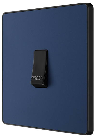 BG PCDDB14B Matt Blue Evolve 10AX 1 Way Press Switch - Black Insert